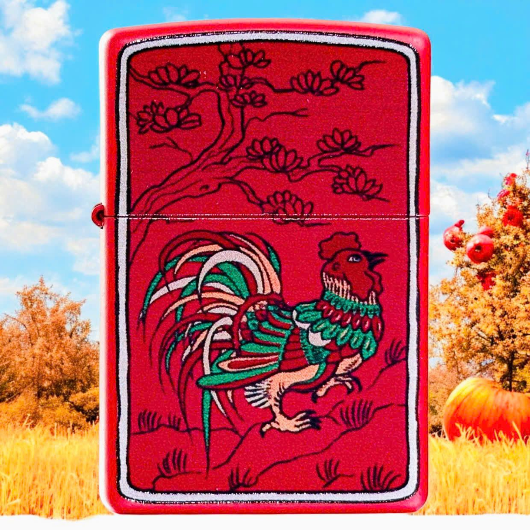 Bật lửa Zippo Year of the Rooster - Phiên Bản 12 Con Giáp (Tuổi Dậu) Thiết Kế Việt Nam, Sơn Tĩnh Điện Đỏ May Mắn Chính Hãng