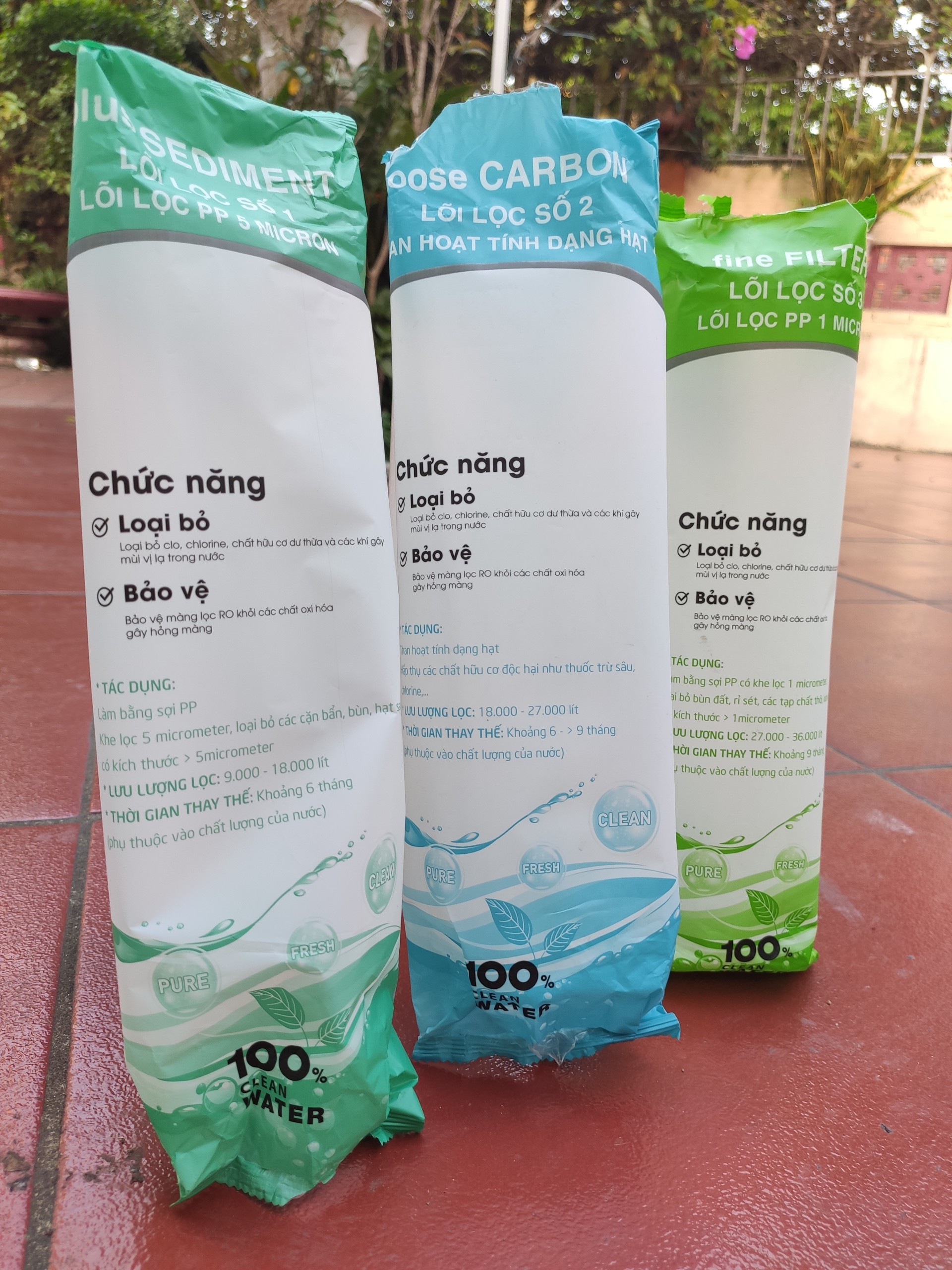 Bộ 3 LÕI LỌC NƯỚC số 1,2,3 lõi lọc thô dùng cho máy lọc nước R.O gia đình