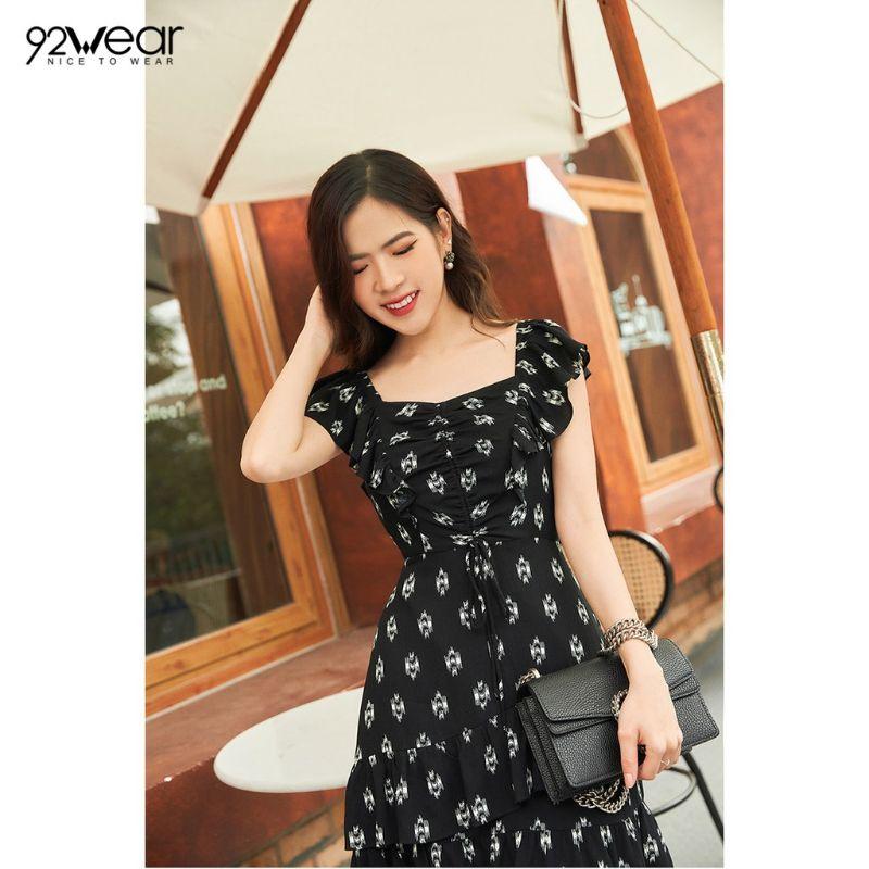 Đầm nữ ngắn tay bèo 2 bên Size M