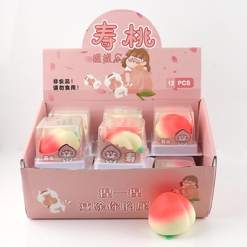 Squishy Mochi hình QUẢ ĐÀO mềm mịn dễ thương chân thực giảm stress co dãn đàn hồi ngộ nghĩnh bóp giải trí
