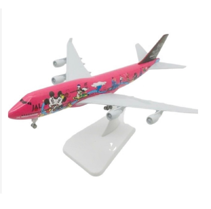 Mô hình máy bay J.A.L Japan 50th anniversary D.i.s.n.e.y l.a.n.d B747 20cm có bánh xe