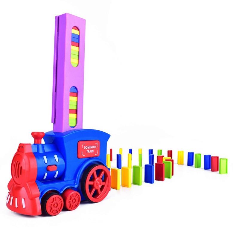 Đồ chơi Xe lửa - Tàu hỏa tự động xếp Domino có âm thanh và đèn vui nhộn cho bé