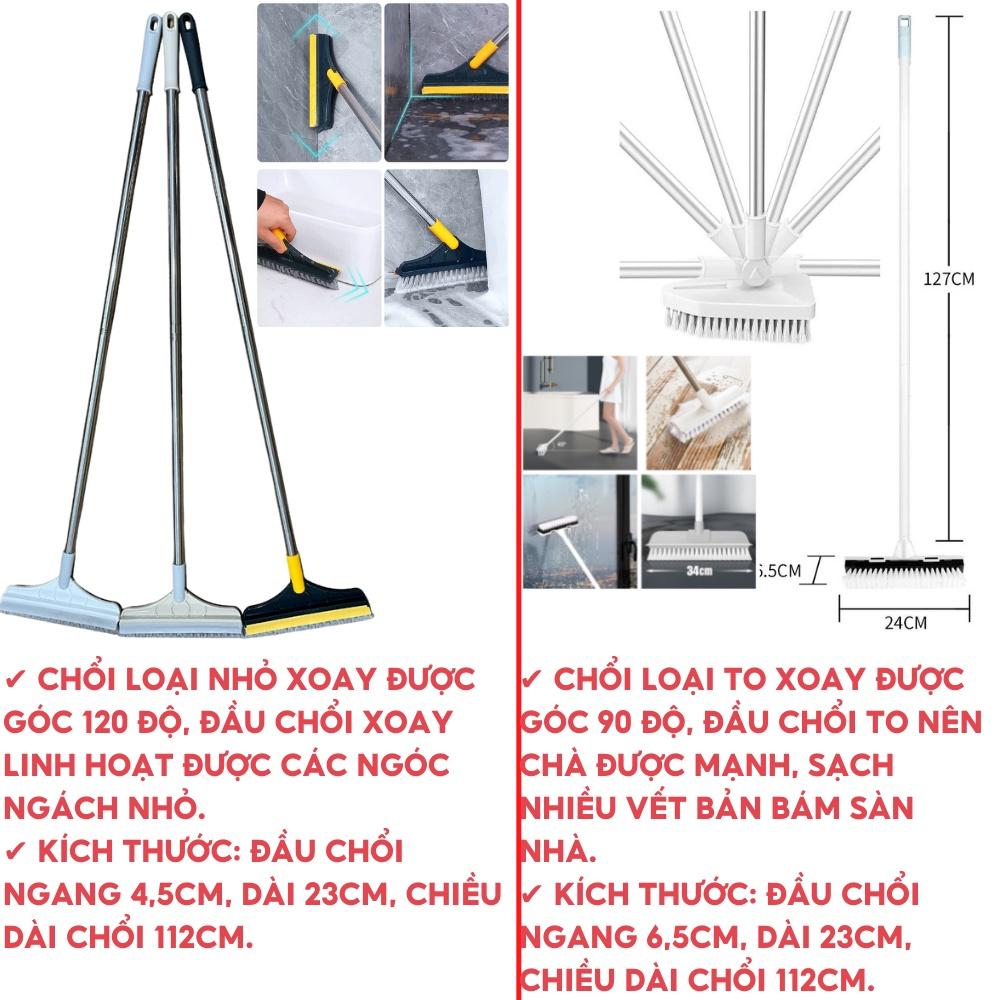 Chổi Chà Sàn Nhà Tắm Thông Minh Thiết Kế Đầu Gạt Nước Và Đầu Chổi Xoay 120 Độ Quét Nhà Siêu Sạch Mọi Góc Bẩn