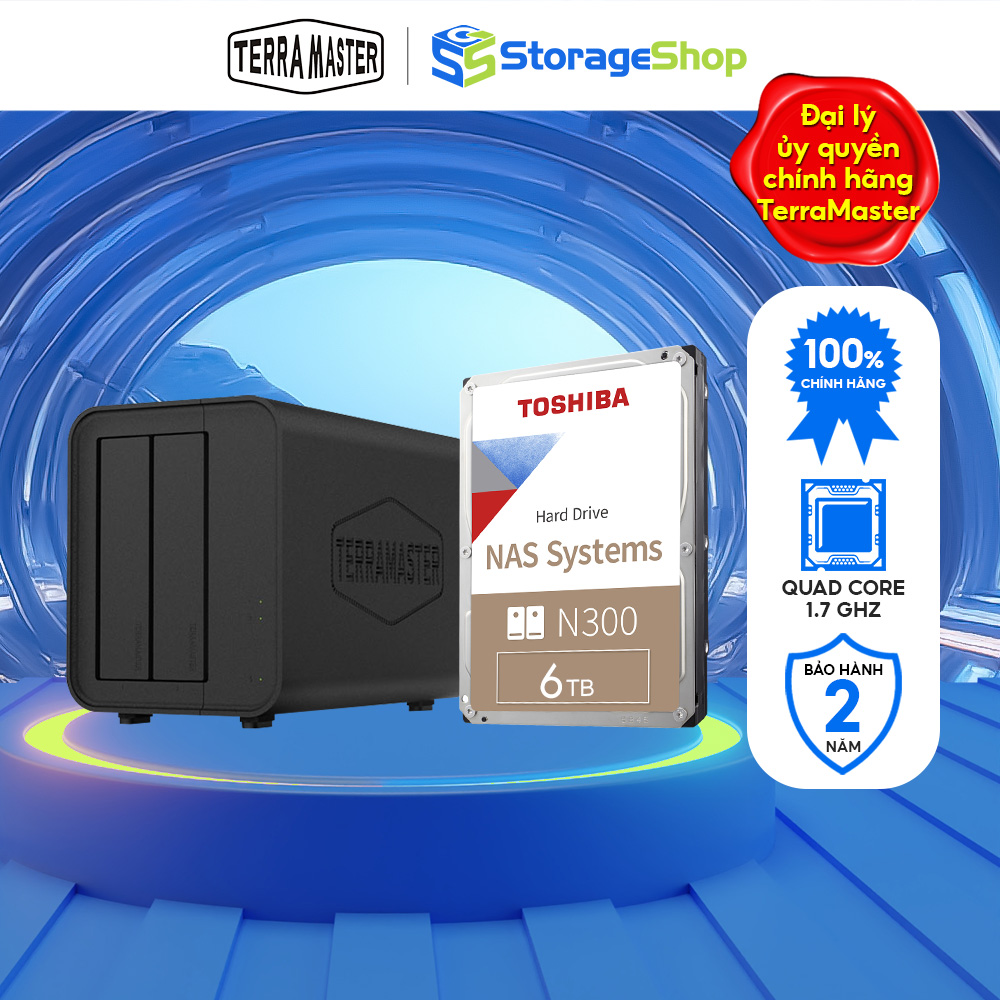 Bộ Thiết bị lưu trữ mạng NAS TerraMaster F2-212+N300 6T Hàng chính hãng