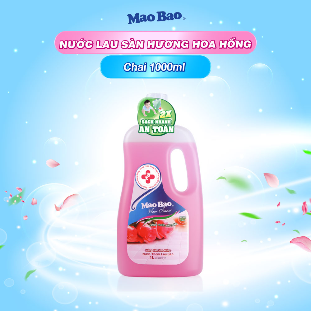 Nước Lau Sàn Diệt Khuẩn Mao Bao Hương Hoa Hồng Chai 1000Ml