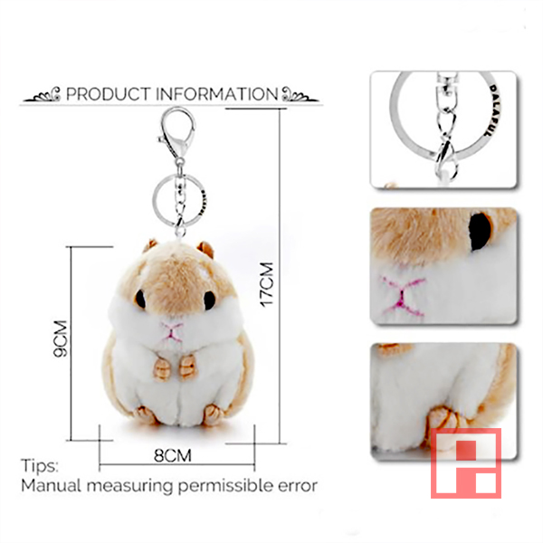 Móc Khóa Chuột Hamster Nhồi Bông Mềm Mại, Siêu Dễ Thương