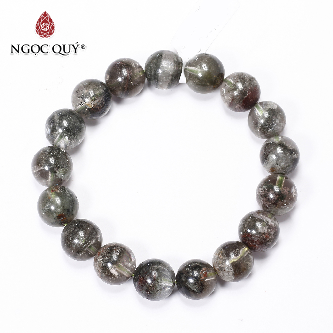 Vòng thạch anh ưu linh rêu 13mm mệnh hỏa, mộc - Ngọc Quý Gemstones