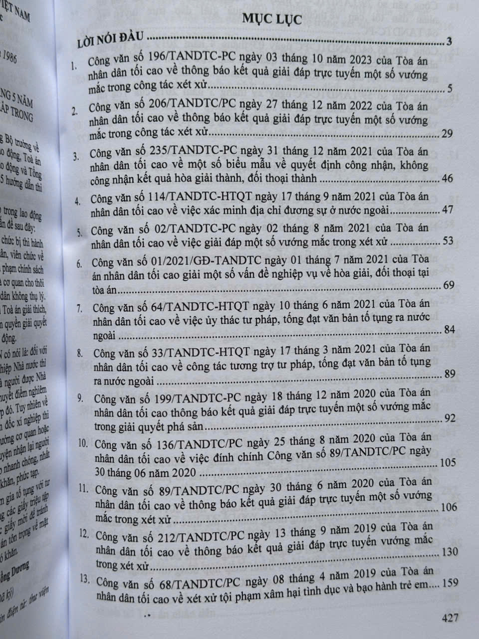 Sách Tổng Hợp Công Văn Của Tòa Án Nhân Dân Tối Cao Hướng Dẫn Nghiệp Vụ và Giải Đáp Thắc Mắc Trong Lĩnh Vực Dân Sự, Tố Tụng Dân Sự - V2287T