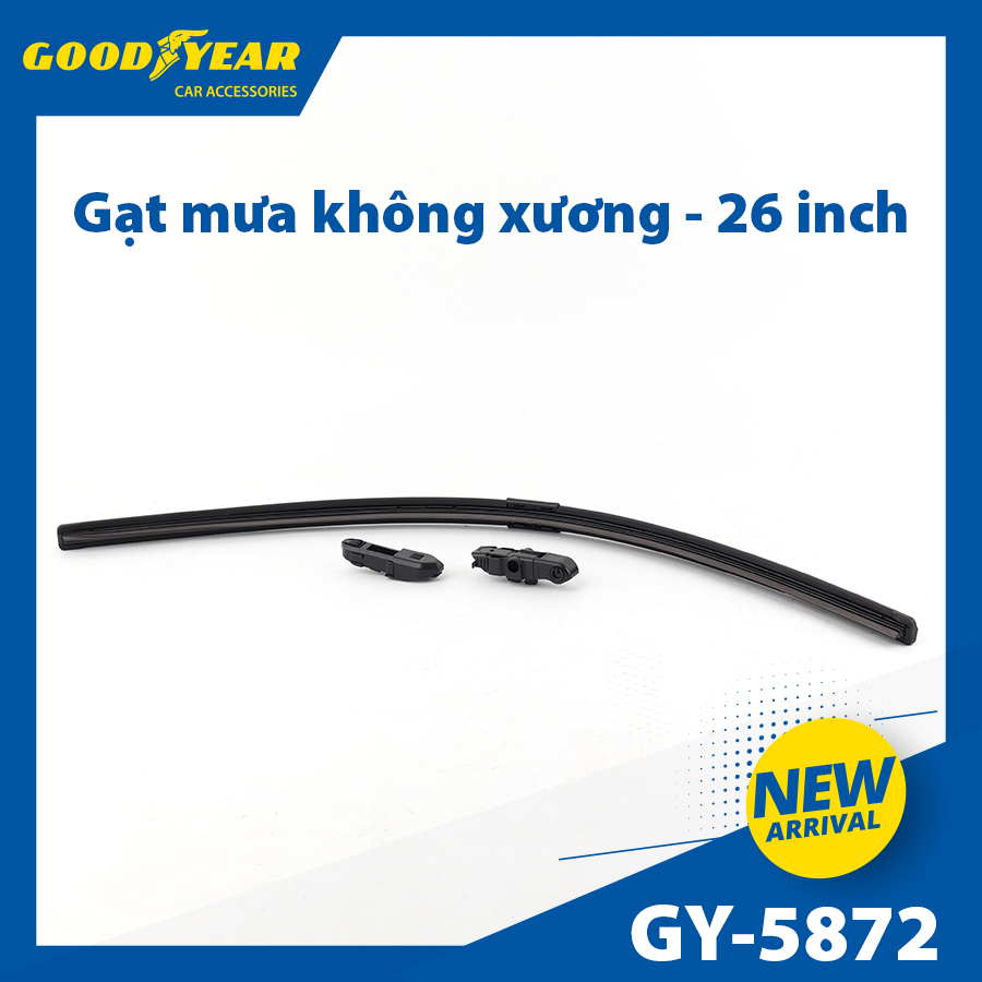 Gạt Mưa Không Xương GOODYEAR GY-5872 (26 Inch/650 mm) Chân Cài Đa Năng Lắp Được Nhiều Dòng Xe Đặc Biệt - Nhập Khẩu Chính Hãng