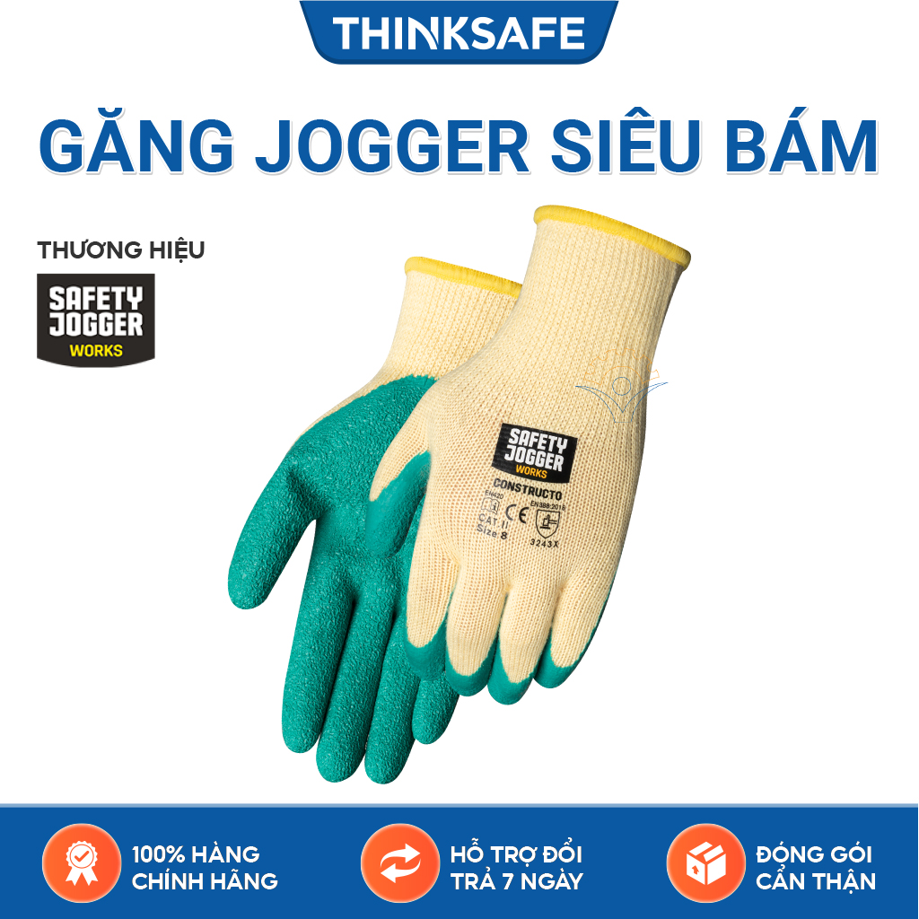 Găng tay đa dụng siêu bám Safety Jogger Constructo bao tay thoáng khí ôm tay sử dụng đa năng (màu vàng xanh)