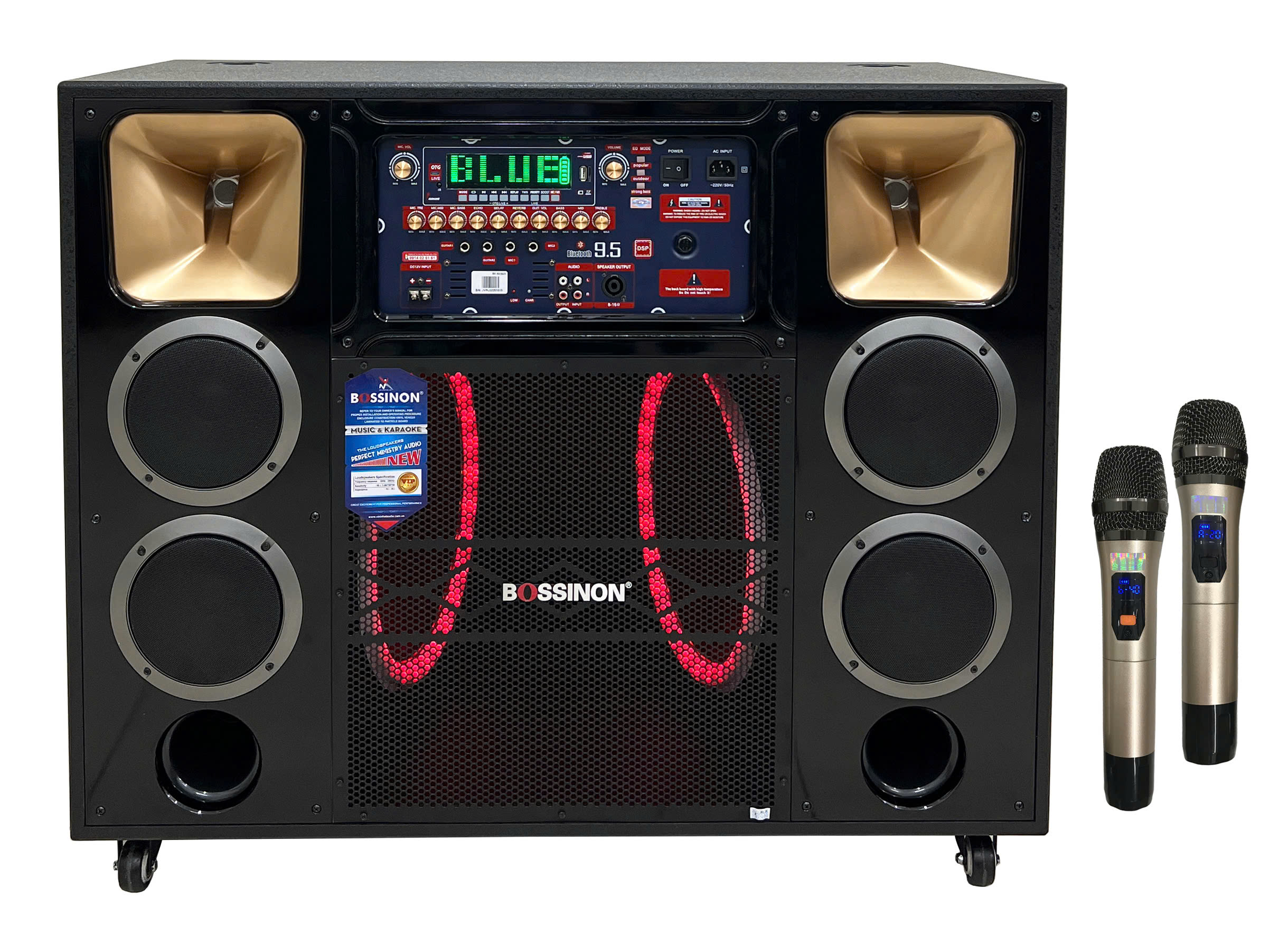 Loa kéo tủ công suất lớn bass 40 đôi dùng bình, có đèn leb thương hiệu Bossinon N8119K- công suất 2.400w- Hàng Chính Hãng