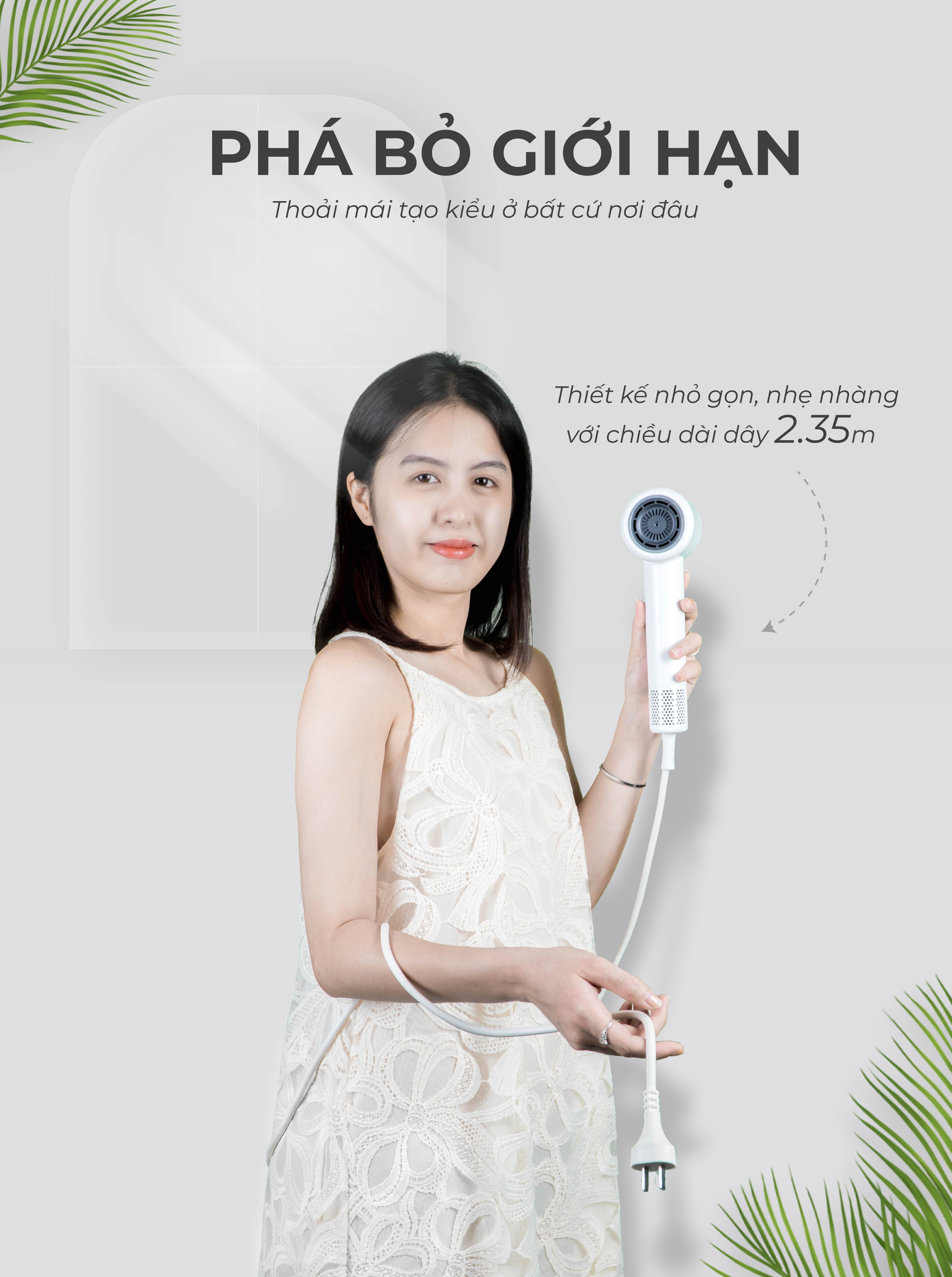 Máy Sấy Dưỡng Tóc Ion Âm Bumas H3 - 3 Phút Sấy Khô Nhanh - 4 Chế độ Sấy - 2 Chế độ gió - Tự Động Vệ Sinh Máy - Hàng Chính Hãng