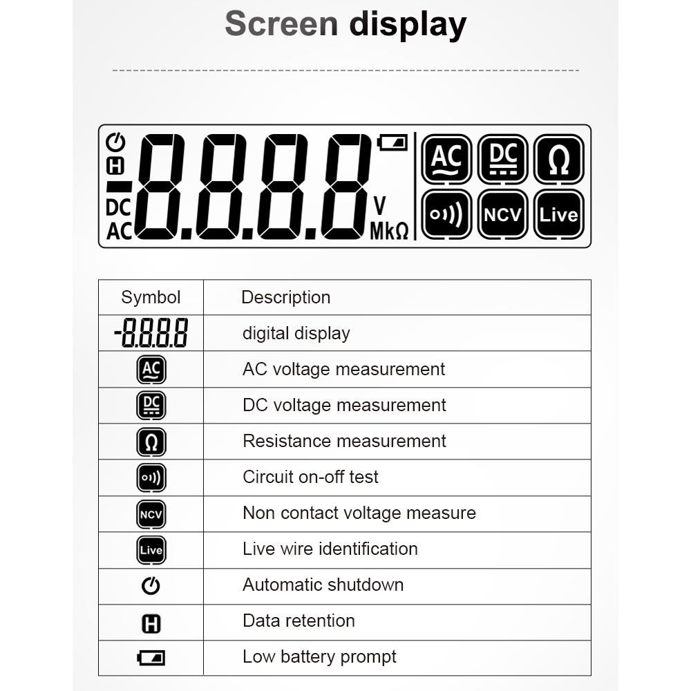 4000 Counts Digital Pen Multimeter Professional Voltage Resistance Capacitance NCV Measurement Test Meter Multitester Live Wire Recognition Data Retention Tester
