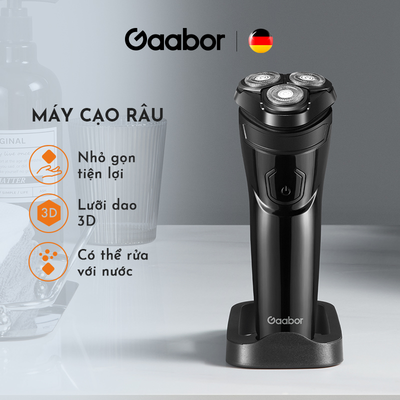 Máy cạo râu 3 lưỡi dao GAABOR GESR-M01A đa năng 2in1, thân máy chống nước sạc USB - Hàng chính hãng