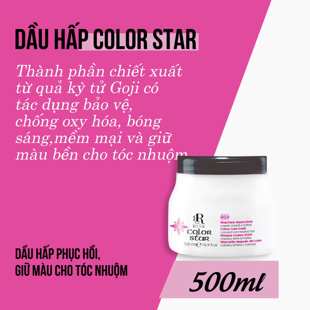 Dầu hấp giữ màu và phục hồi tóc nhuộm RRline Color Star Mask 500ml