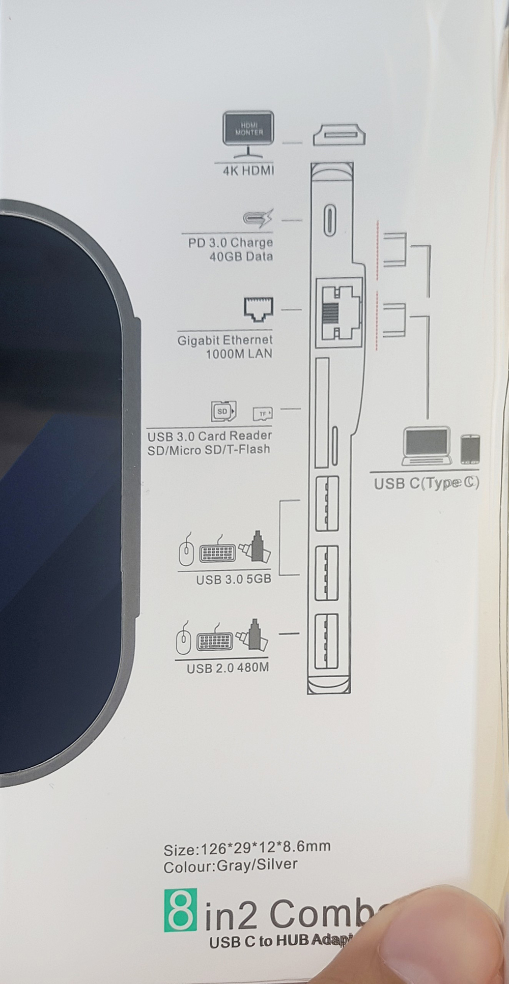 Hub usb type-c cho Macbook M1 2020 ra 8 cổng HDMI, Ethernet 1000Mbps, Type-c, TF, SD, USB