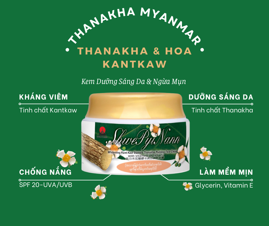 KEM DƯỠNG SÁNG DA WHITENING KANTKAW STAMEN THANAKHA PUDDING FACE CREAM