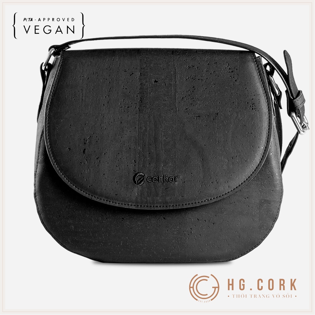Túi Đeo Chéo Nữ Cao Cấp - SADDLE BAG - HGcork Corkor CK246 - Vật liệu da cork thực vật thuần chay - Sản phẩm Handmade, Sản xuất tại Bồ Đào Nha