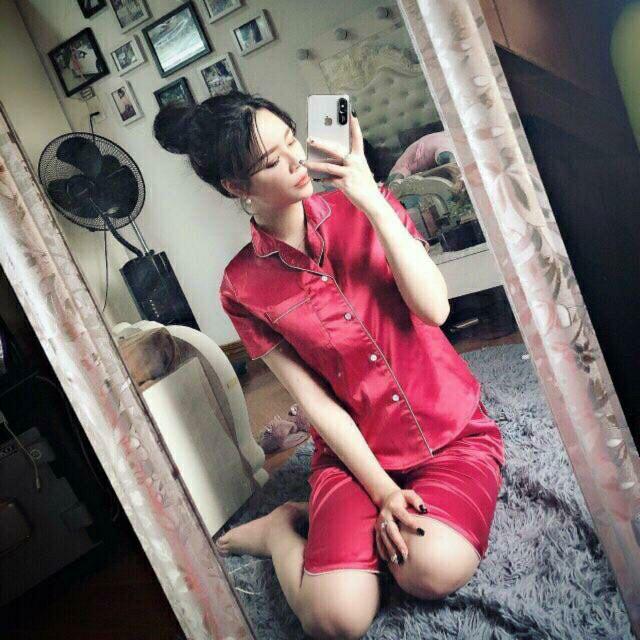 Đồ Bộ Mặc Nhà Pijama Phi Lụa "Quần Lửng - Áo Cộc Cao Cấp