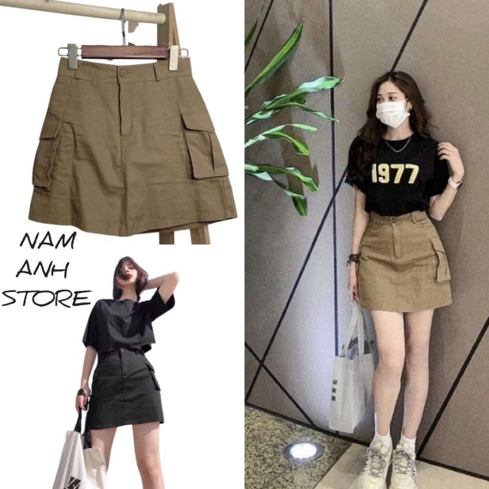 Mẫu mới hot 2023 Chân Váy KaKi Chữ A Túi Hộp Phong Cách Hàn Quốc Có Quần Trong Lên From Xinh