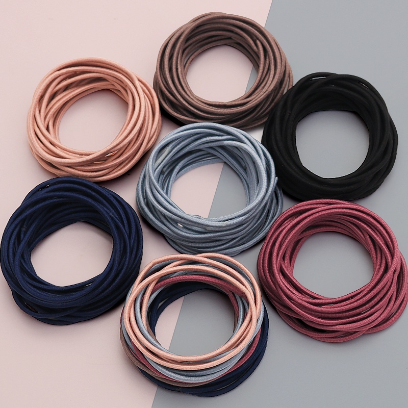 Combo 100 sợi thun cột tóc đơn giản kèm túi zip đựng tiện ích set thun trộn 5 màu
