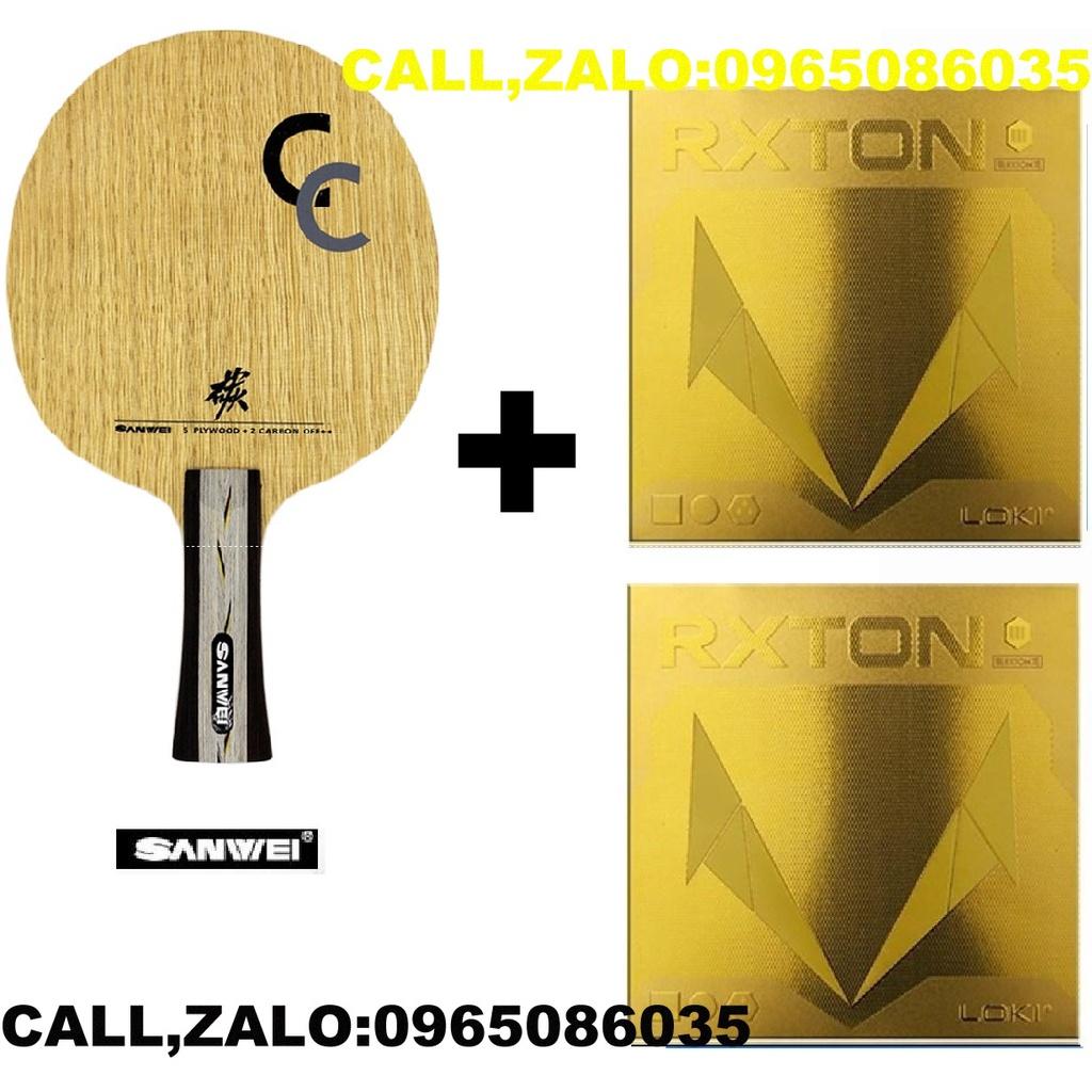 Combo vợt bóng bàn gồm cốt vợt sanwei cc và hai mặt loki rxton III (RXTON 3)