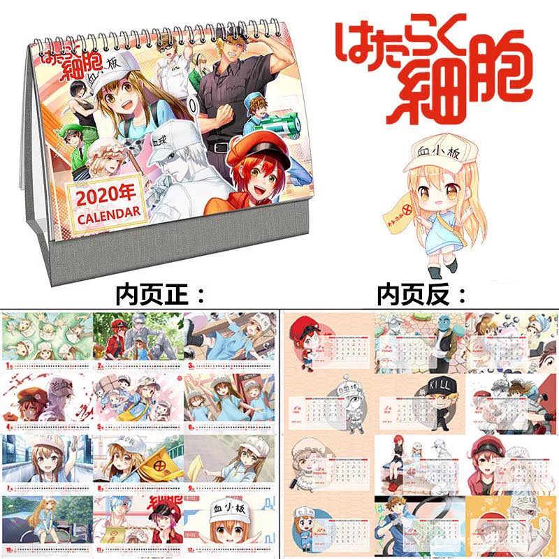 (Lịch 2020) Lịch để bàn hình Anime Hataraku Saibou - Cells at Work - Phế Cầu Khuẩn