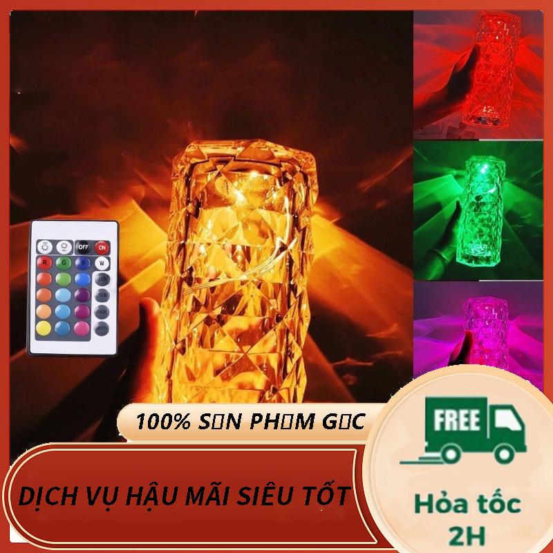 Đèn ngủ LED Đèn Pha Lê Cảm Ứng RGB 16 Màu Chạm Tay Để Thay Đổi Màu Sắc Có Điều Khiển Từ Xa, Trang Trí Bàn Phòng Khách, t