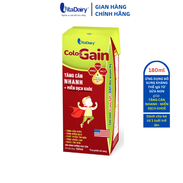 SBPS Colos Gain 180ml giúp bé tăng cân nhanh, miễn dịch khỏe - VitaDairy