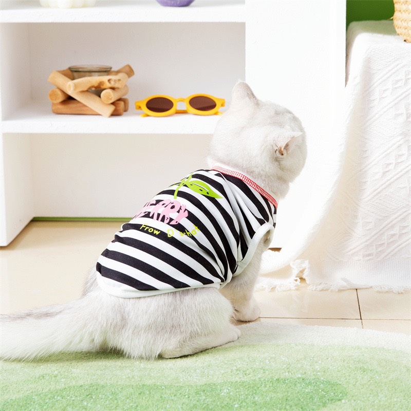 Áo kẻ ngang dưa hấu và cherry dễ thương cho thú cưng