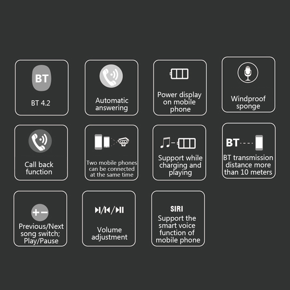 Tai Nghe Mũ Bảo Hiểm BT9 Bluetooth 4.2 + EDR Âm Thanh Nổi Cho Xe Máy