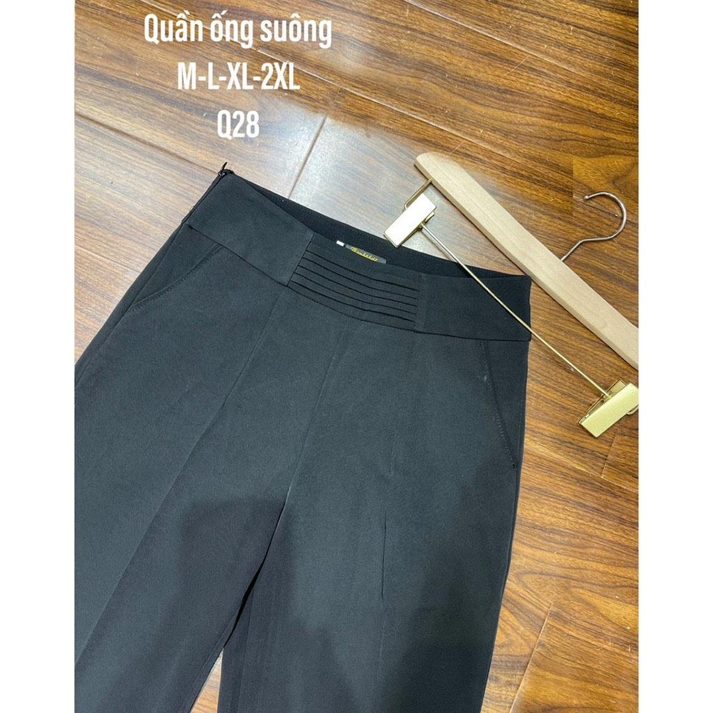 Quần tây nữ ống suông dài khóa sườn full size lưng cao dáng quần vải ống rộng nữ đen công sở đi học