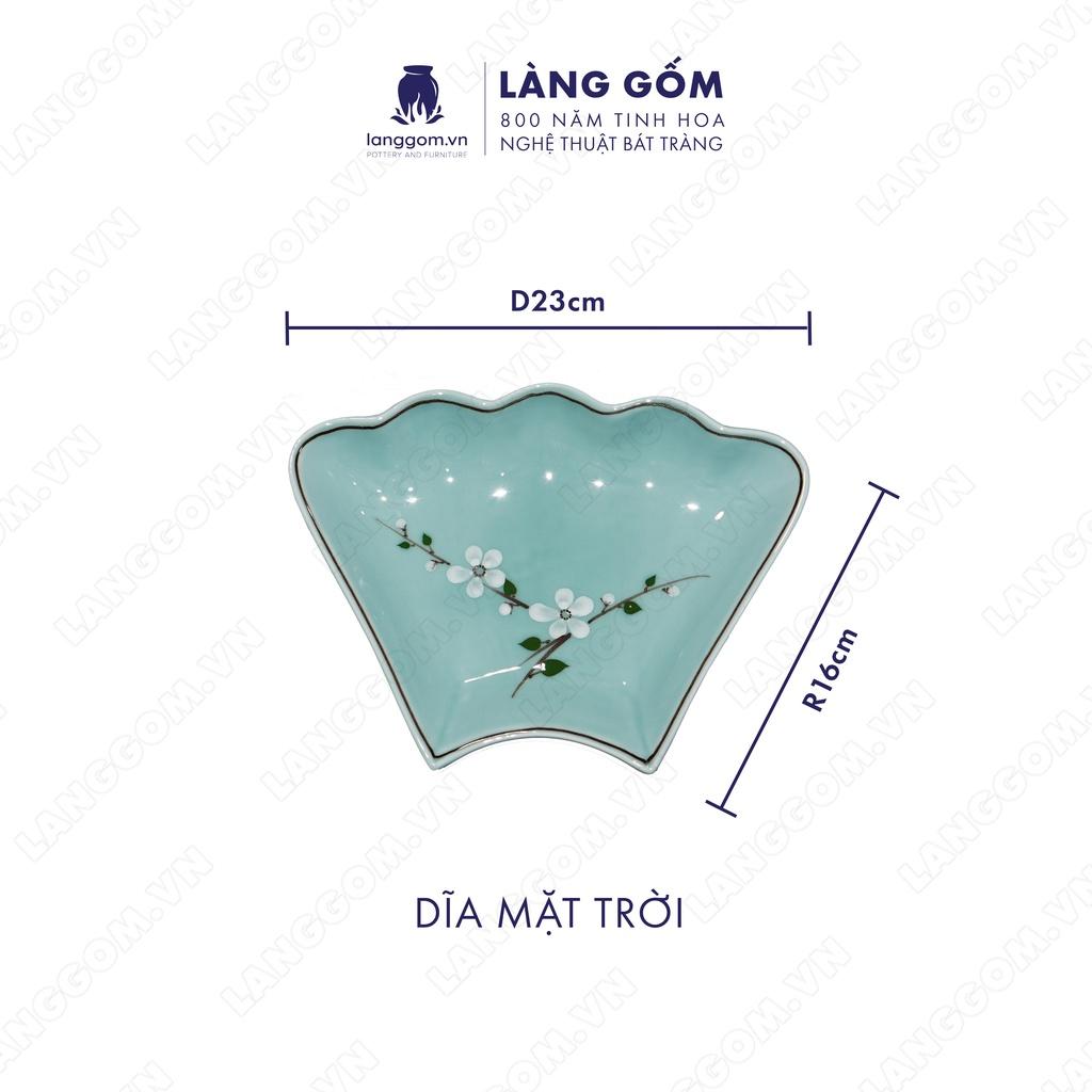 Bộ bàn ăn mặt trời Men xanh cổ hoa đào - Size: 55 cm - Gốm sứ Bát Tràng - langgom.vn