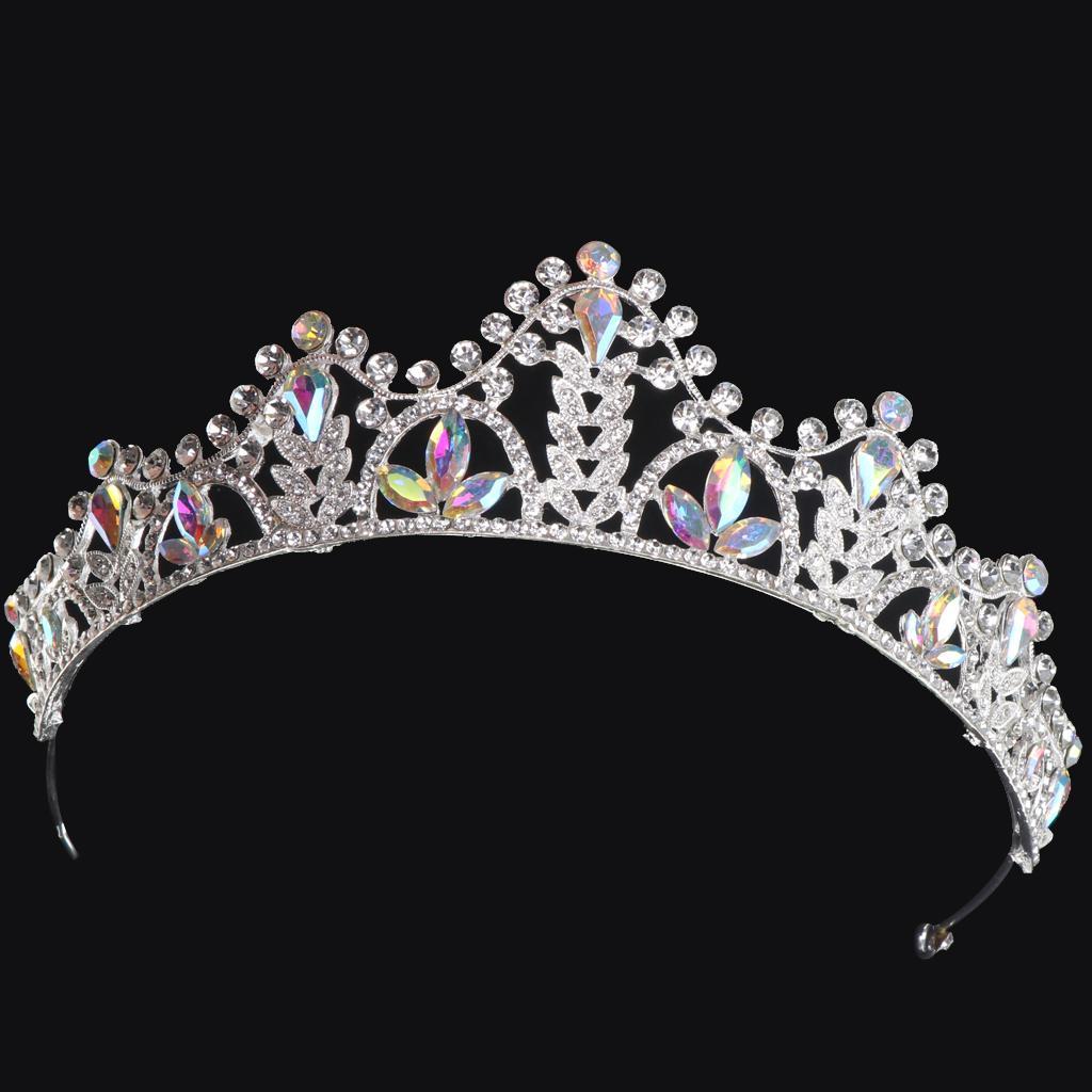 Silver Crystal Tiaras Princess Bridal Crown Hair Clasp For Wedding Party