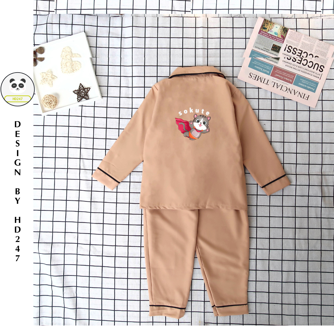 Sét đồ cho bé gái pijama mặc nhà size đại so kute in hình mèo dễ thương 0311