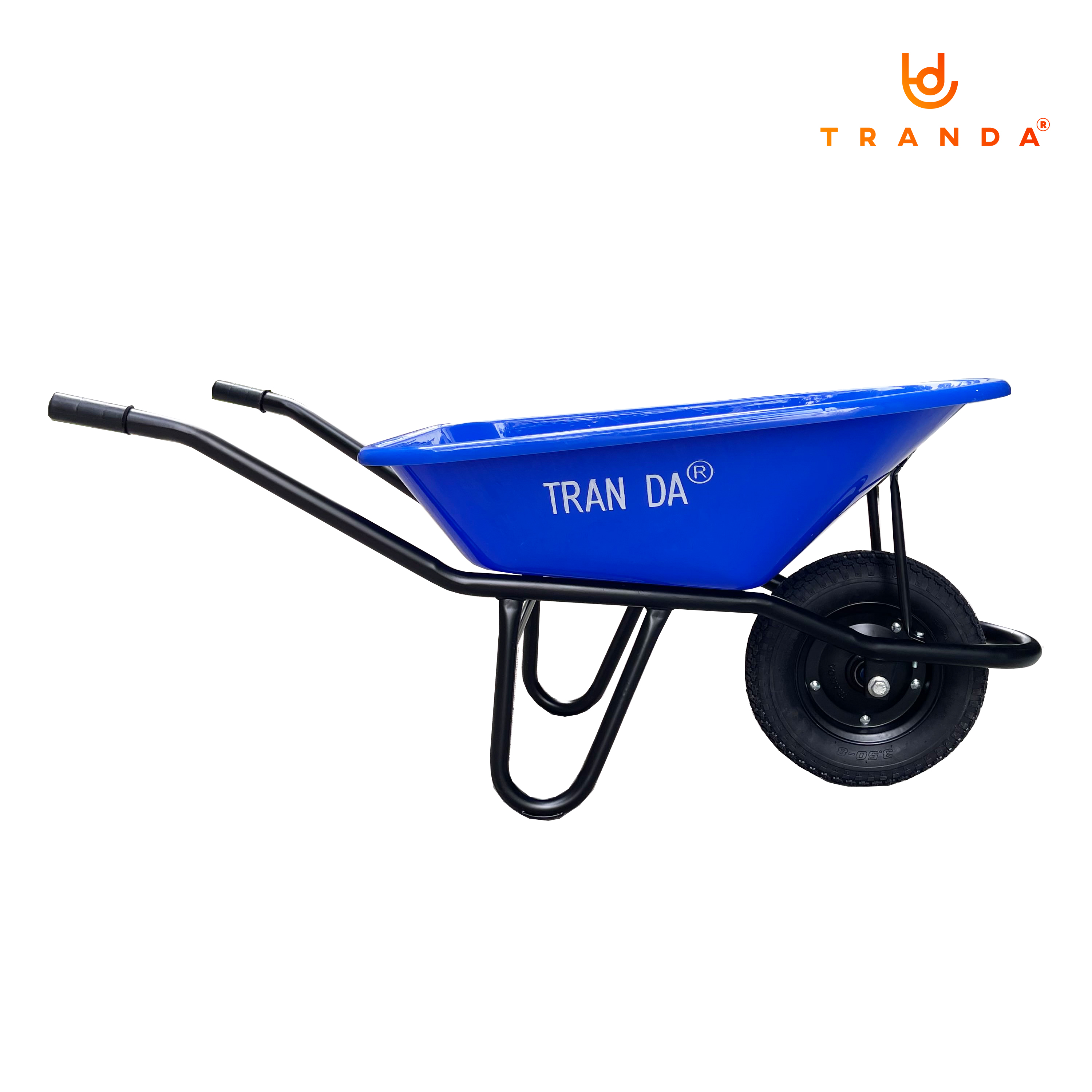 Xe rùa Trần Đà thùng nhựa xanh dương KE, hiệu TranDa, sườn ống phi 34 dày 1.5mm sơn tĩnh điện