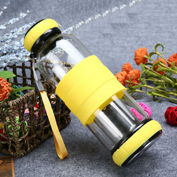 Bình Pha Trà Thủy Tinh Có Lõi Lọc, Có Tay Cầm Silicon Chống Nóng, Trơn Trượt  Kèm cốc Range Mug