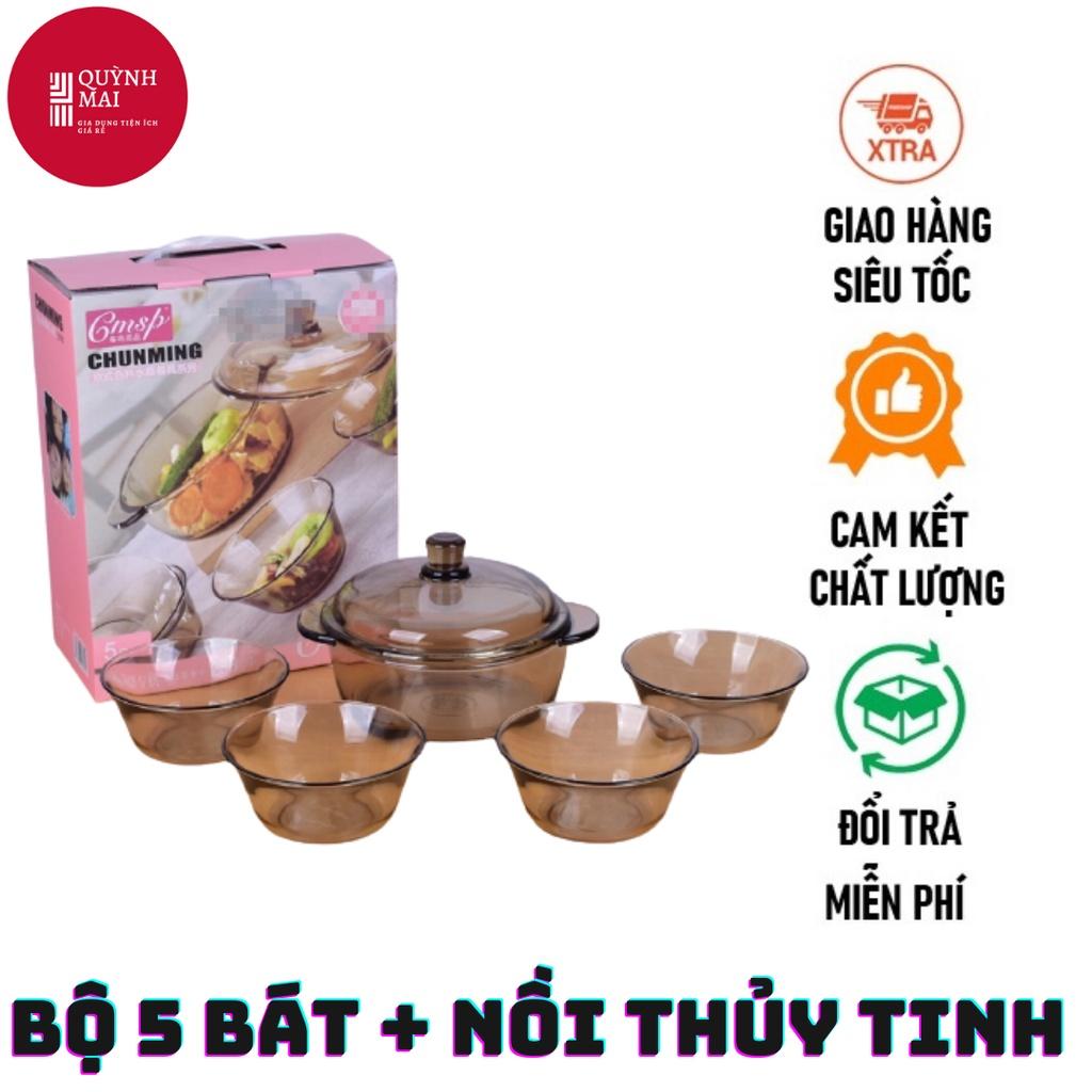 BỘ 5 MÓN NỒI & 4 BÁT THUỶ TINH CHỊU NHIỆT