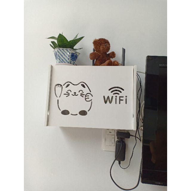 Hộp đựng wifi treo tường KHÔNG CẦN KHOAN hình mèo thần tài kiểu mới, giá rẻ - ICO HOME