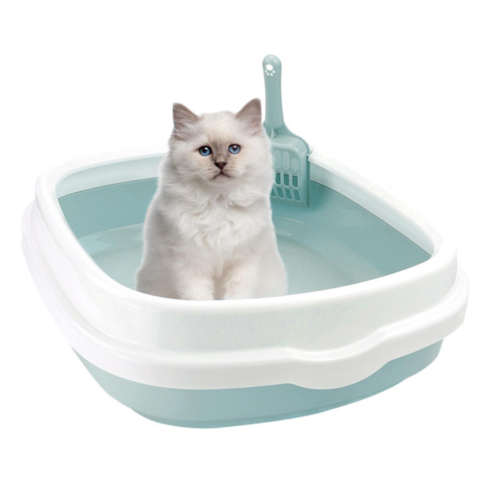 Semi Open Kitten Cat Litter Box, Tray Sand Box Detachable with Surrounded Top Frame Toilet for Travel