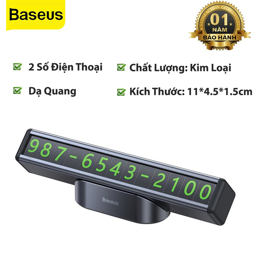 Bảng Số Điện Thoại Dạ Quang Dùng Trên Xe Hơi Baseus Square Bar Temporary Parking Number Plate - Hàng Chính Hãng