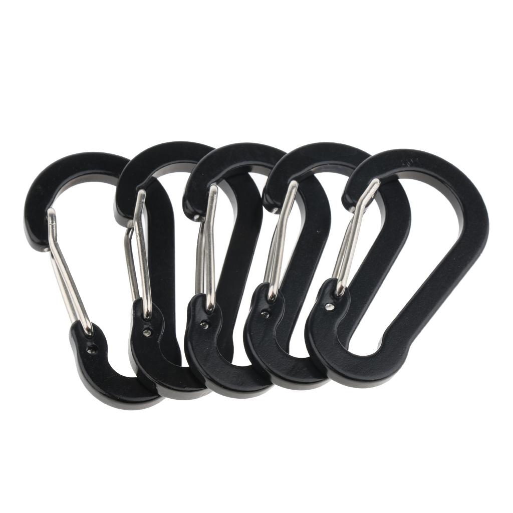 5pcs Key Chain Buckle Spring Snap Hook Outdoor Clip Water Bottle Hook Black