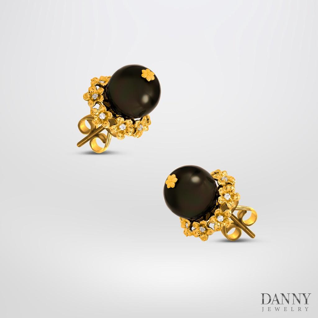 Bông Tai Nữ Danny Jewelry Bạc 925 Xi Vàng 18k Ngọc Ốc Viền Hoa BT0052