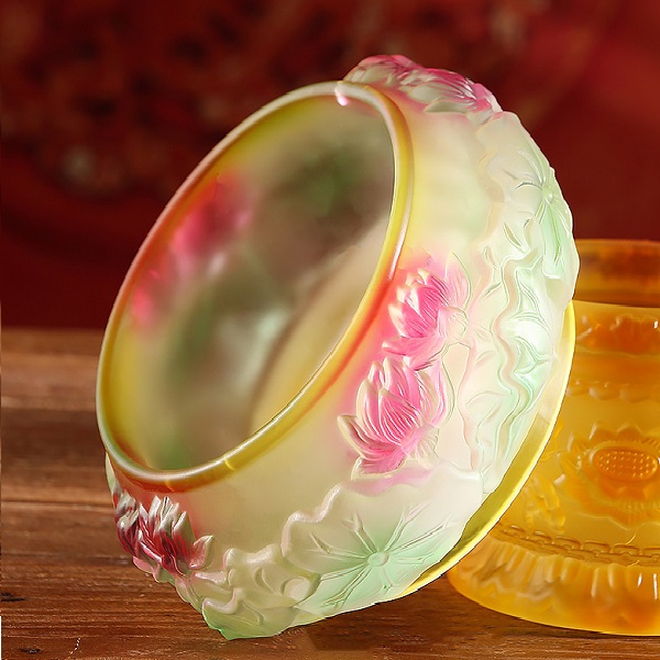 Lư Hương Lưu Ly Hoa Sen Nổi Rất Đẹp,Lư Tụ Thuỷ(đường kính 16.9cm