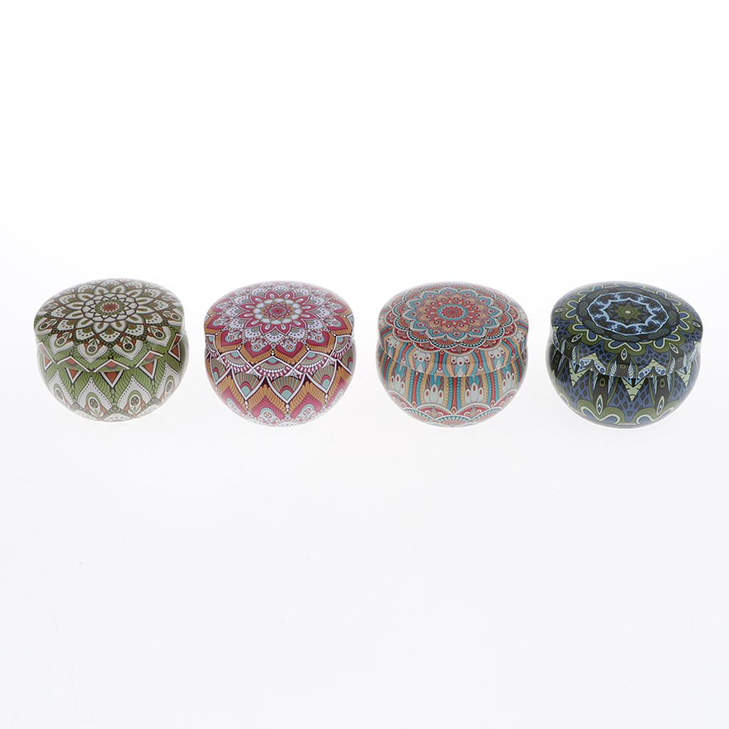4 Pieces National Style Scented Candle Natural Soy Wax Portable Tin Candles