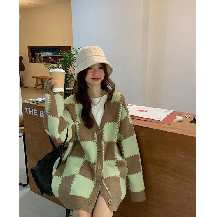 ÁO KHOÁC LEN CARO CHECKERBOARD UNISEX NAM NỮ FORM RỘNG BIG SIZE CARDIGAN ÁO LẠNH DẠO PHỐ GIÁNG SINH NOEL ÁO ĐÔI ÁO CẶP