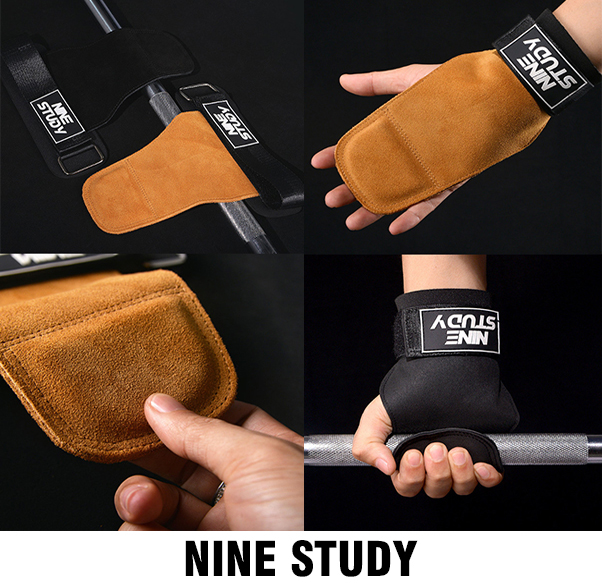 Găng tay tập Gym -Dây kéo lưng NINE STUDY - Hỗ trợ Deadlift, nâng tạ, lên xà