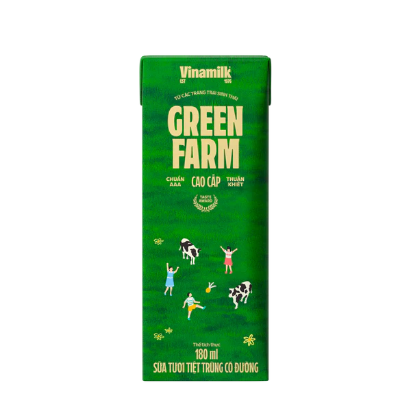 Thùng 48 Sữa Tươi Tiệt Trùng Vinamilk Green Farm - Sữa Tươi 100% Có Đường 180ml