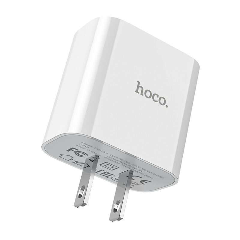 Bộ Sạc Nhanh PD 20W Cho iPhone, iPad Hoco C76 Plus - Chuẩn Type-C To IP - Hàng Chính Hãng