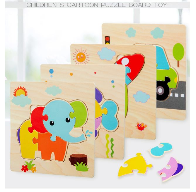 Đồ chơi trí tuệ - Combo 10 Bộ Tranh Ghép Gỗ Nổi - Children's Cartoon  Puzzle Board Toy (Giao ngẫu nhiên)